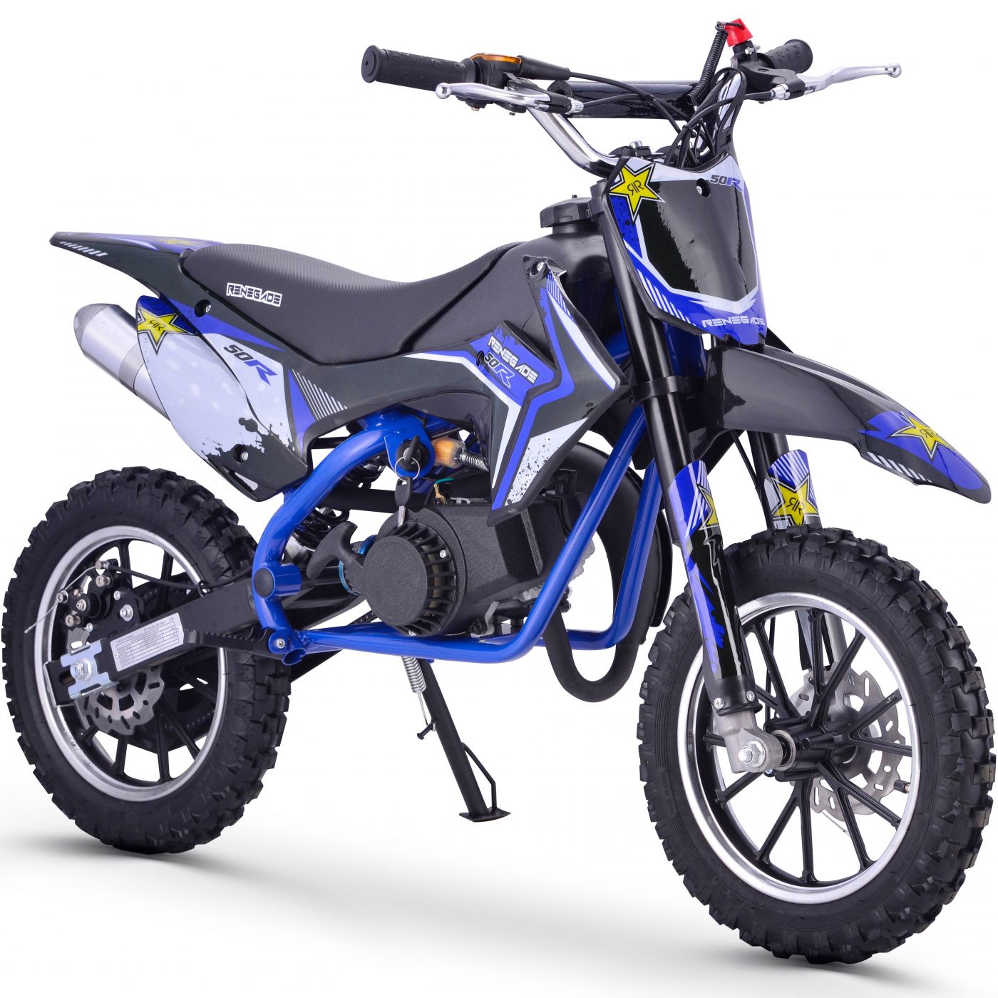 Blue 2 Stroke 50cc Compact Dirt Bike Motorbike With Restrictor Kids