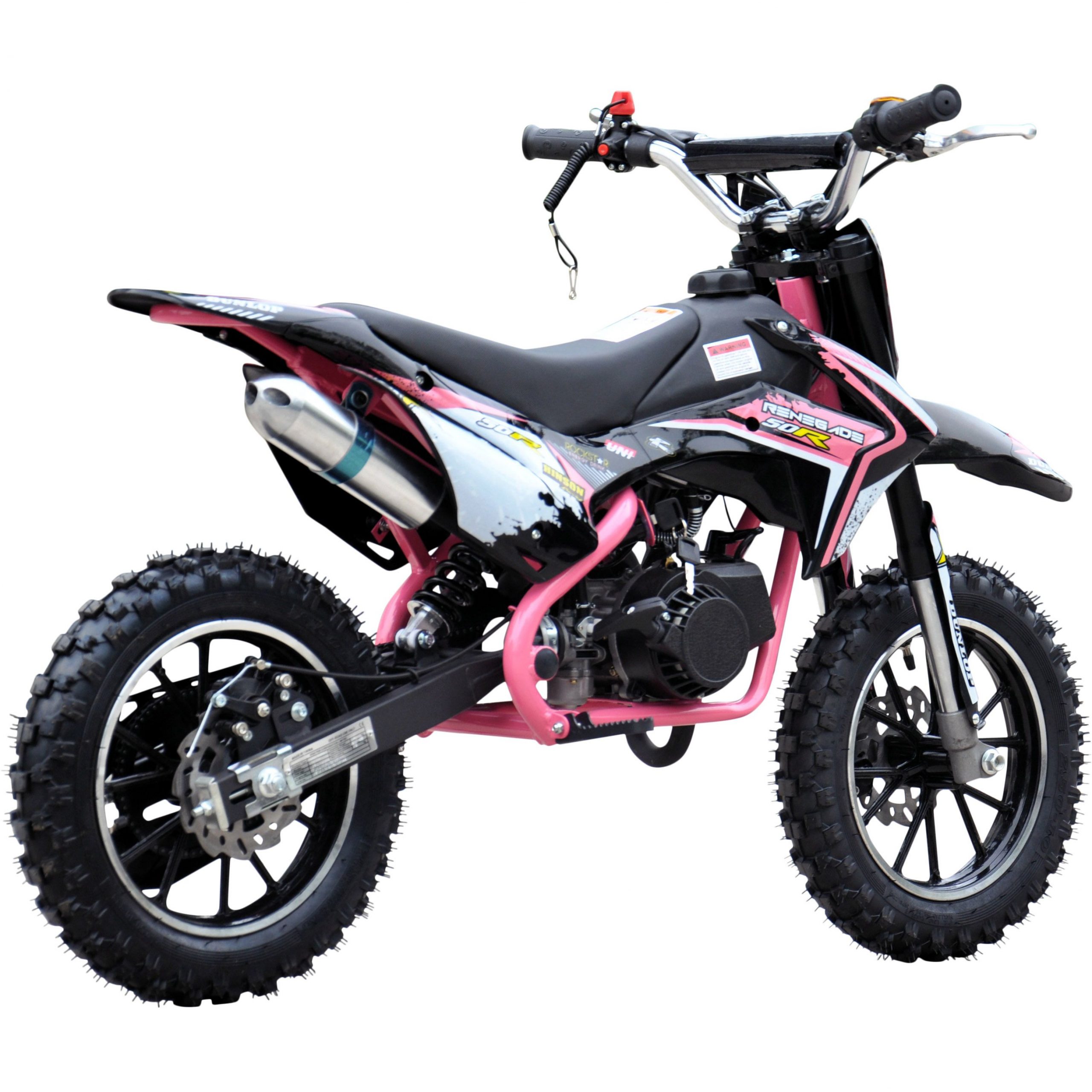 Girls Pink 2 Stroke 50cc Compact Dirt Bike Motorbike With Restrictor