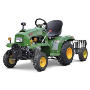 Kids Green Petrol Ride-on Tractor 110cc 4 Stroke with Free Metal Trailer